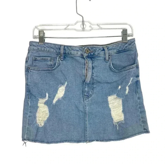 Forever 21 Denim Distressed Mini Skirt - Picture 1 of 4
